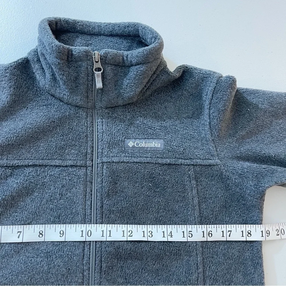 Columbia Full Zip Fleece Jacket Kid Size Medium Gray Pockets Lightweight
